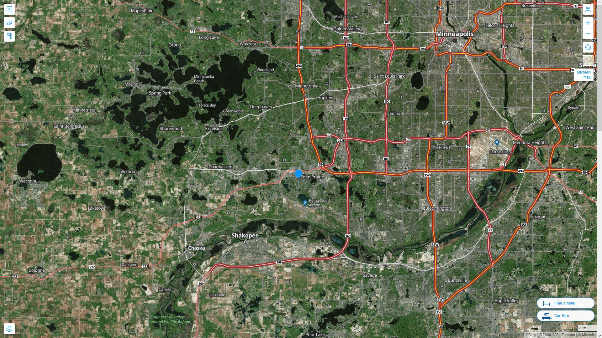 Eden Prairie Minnesota Highway and Road Map with Satellite View
